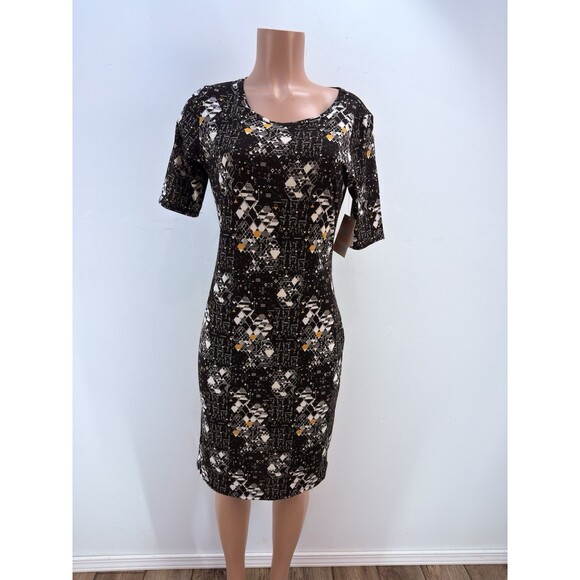 LuLaRoe Julia Women Ladies Dress Bodycon L Black Geometric - Picture 12 of 17
